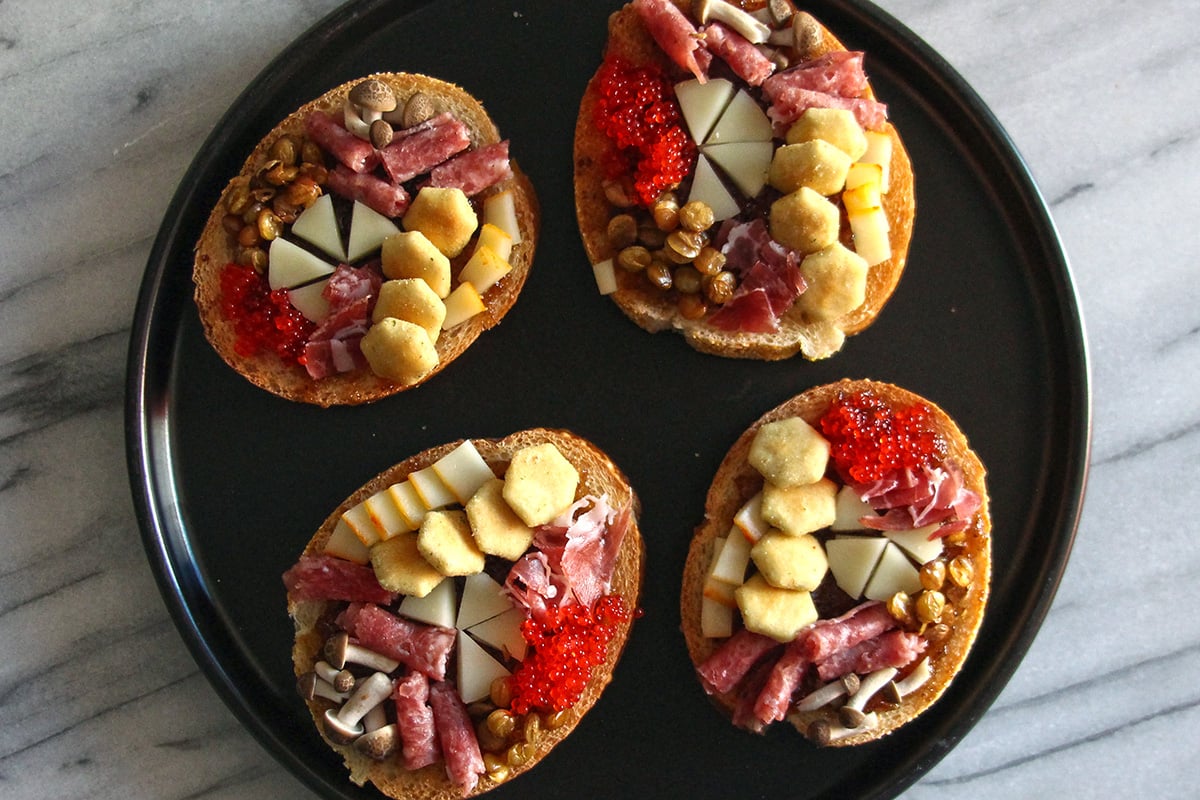 charcuterie board crostini