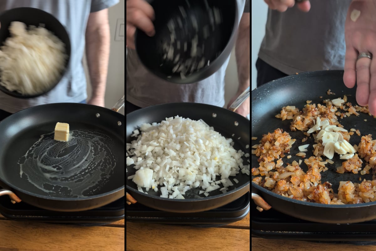 caramelize the onions for the filling