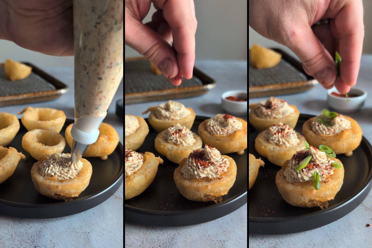 fill the deviled onions