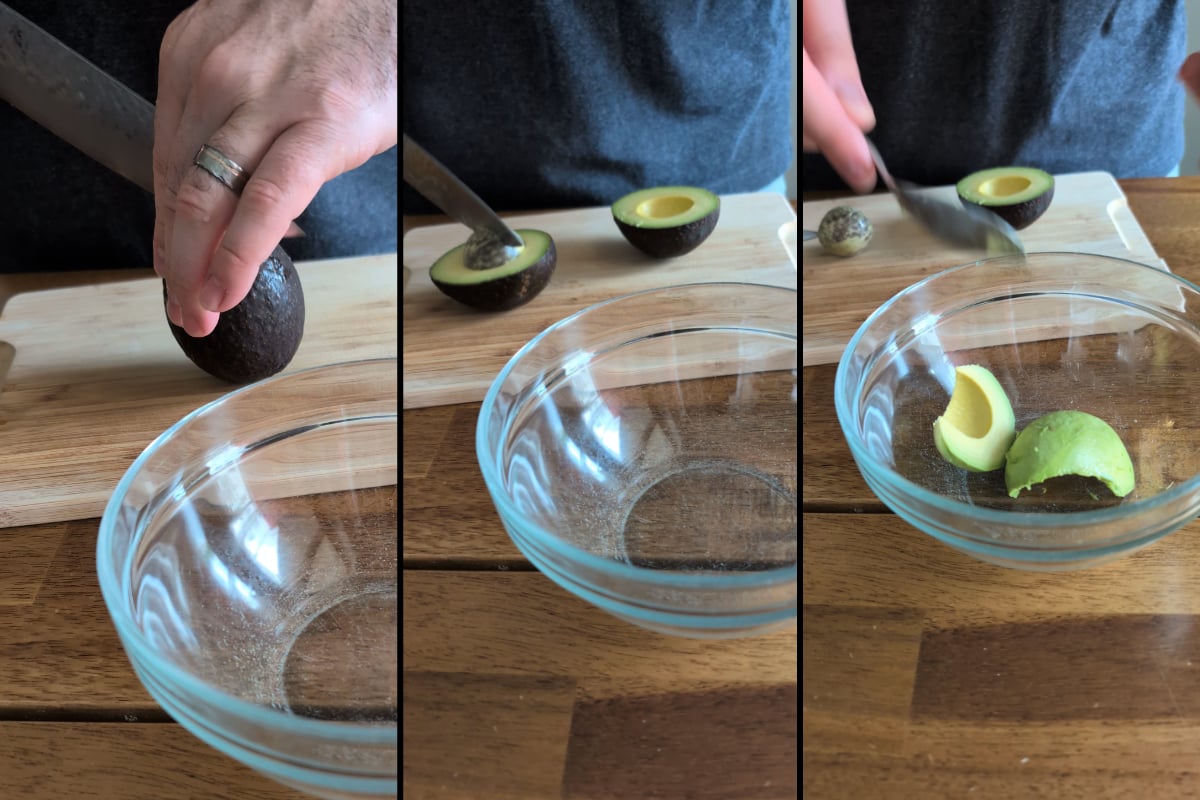 Cutting the avocados