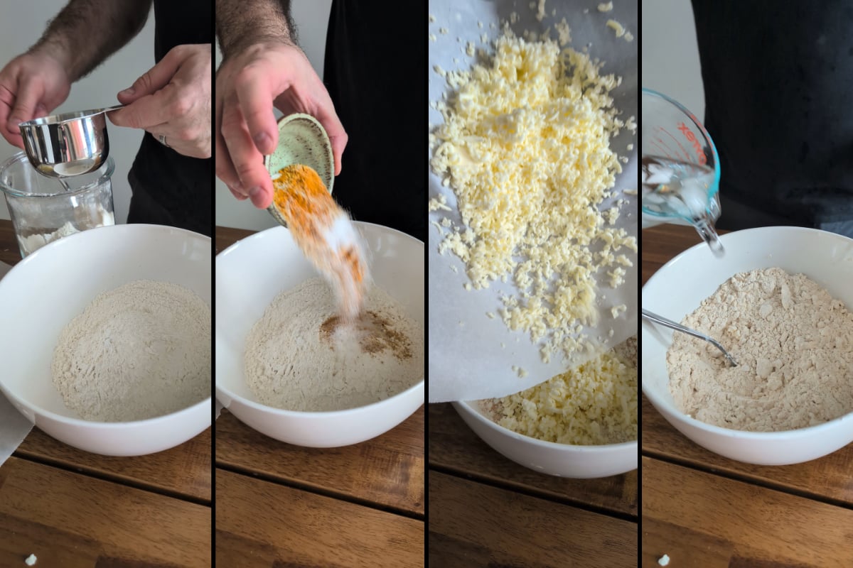 flour and butter for the dough for the Jamaican patties