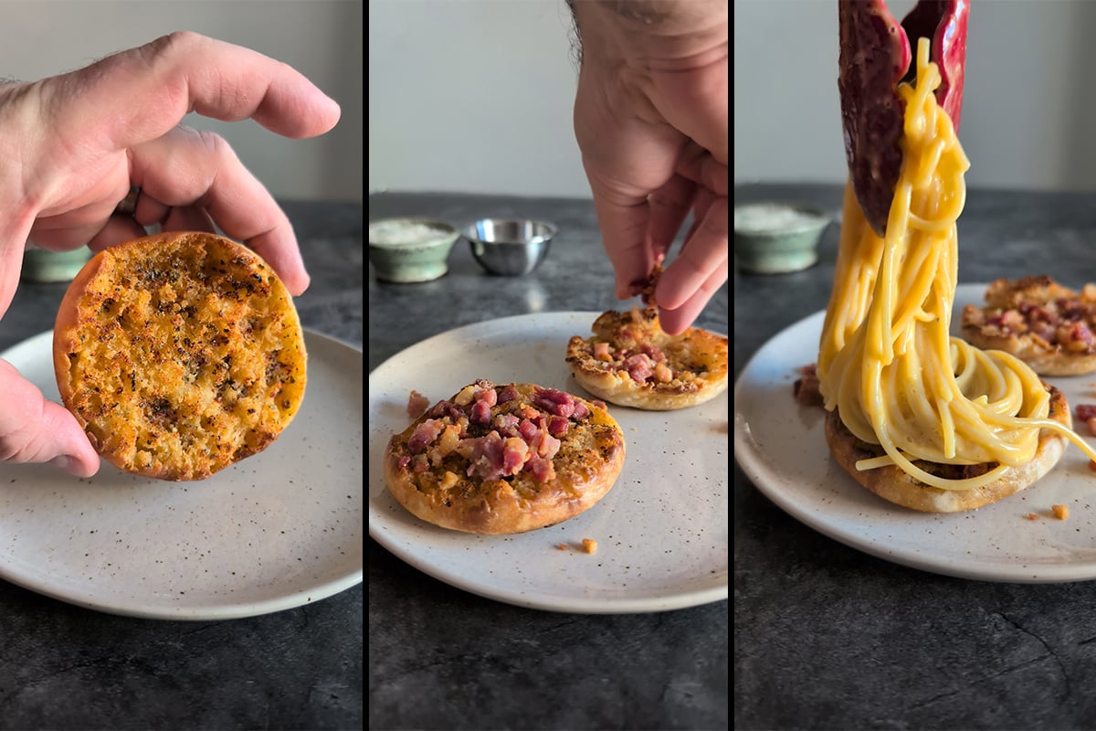carbonara on the english muffin