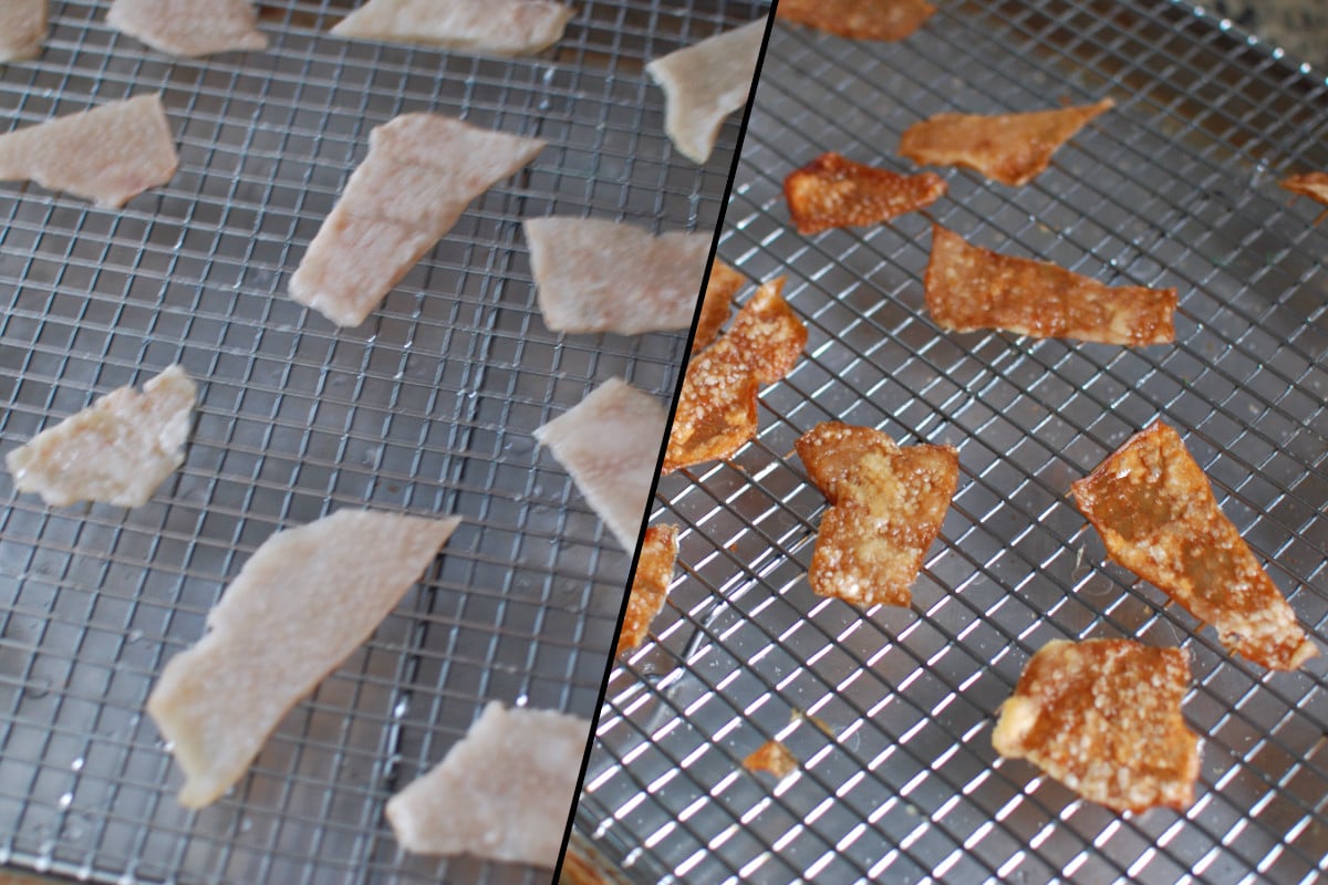 dry the skin for the pork rinds