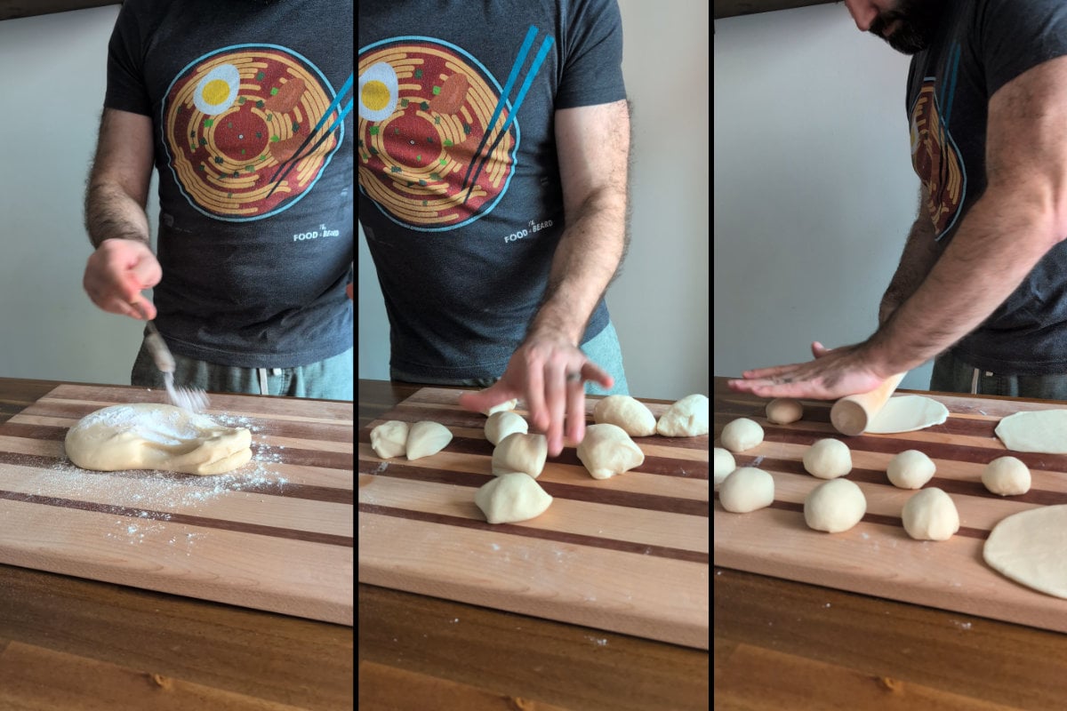 making the pork buns