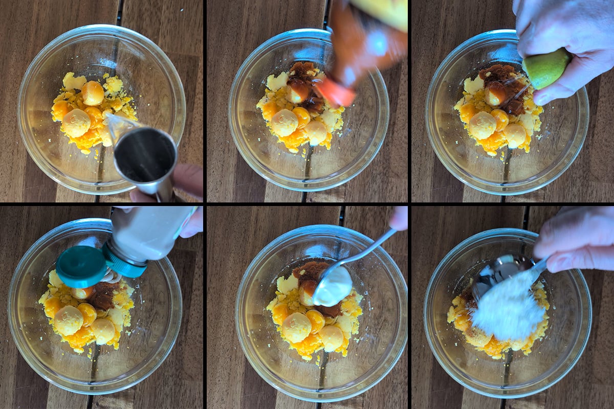 make the deviled egg shot filling