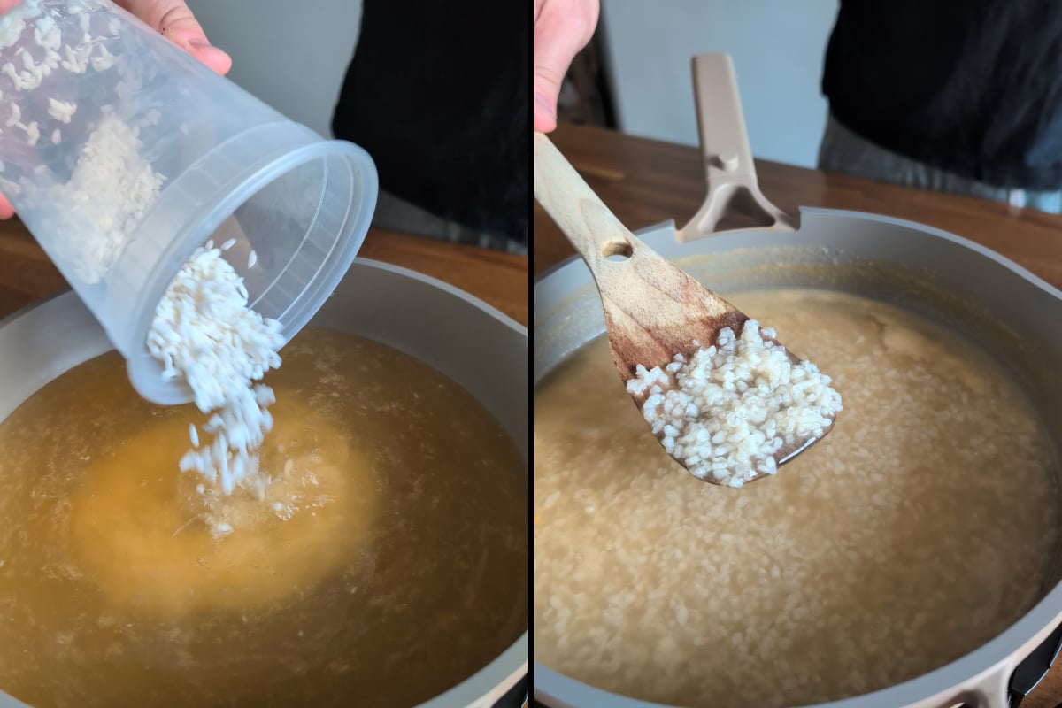 start with rice and broth