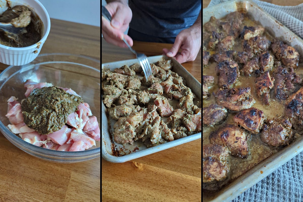 making the jerk chicken