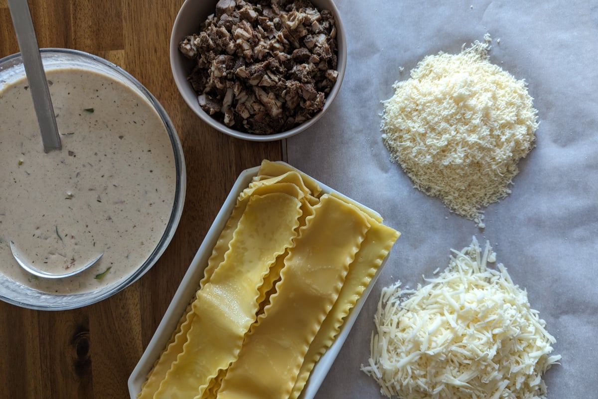 all the lasagna ingredients ready