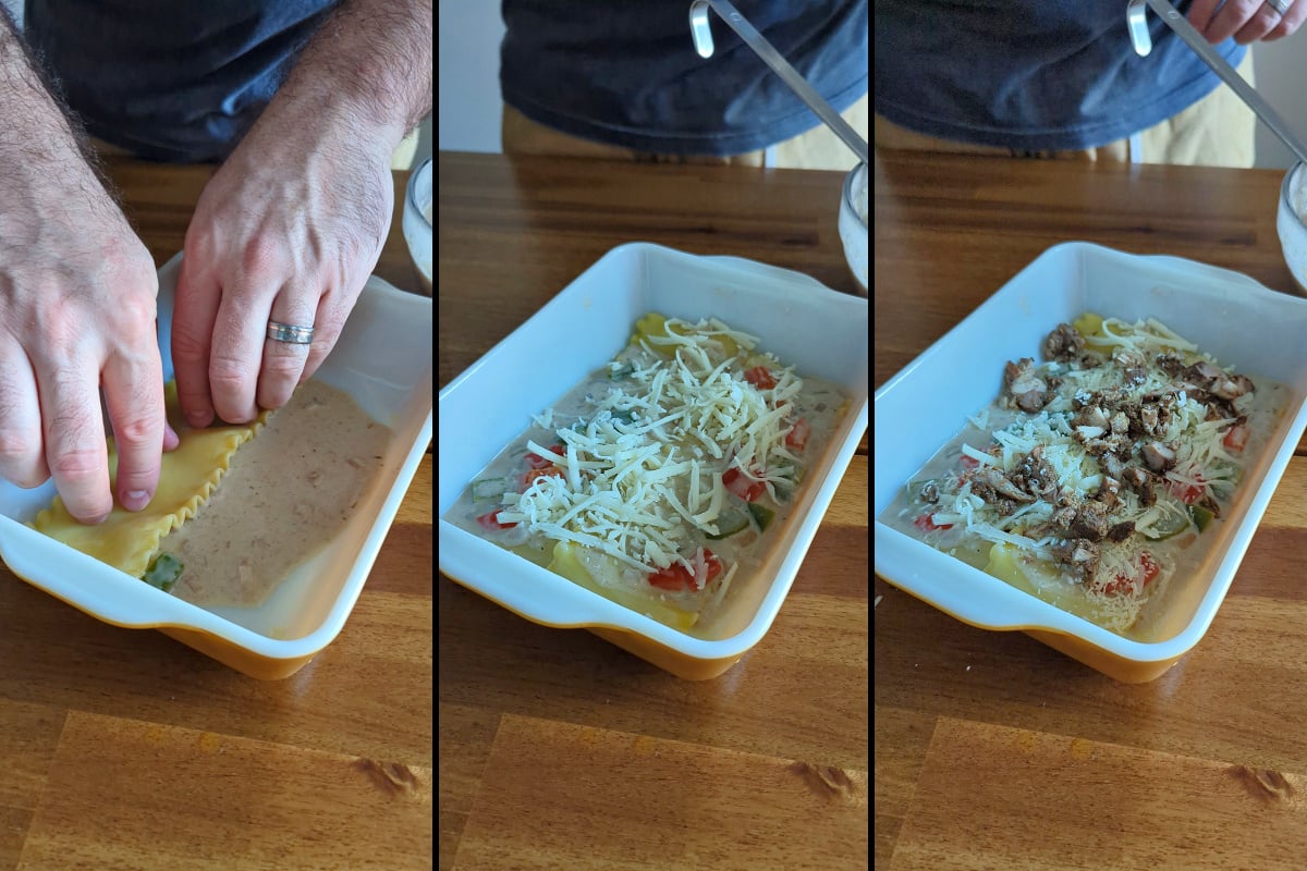 building the jerk chicken lasagna