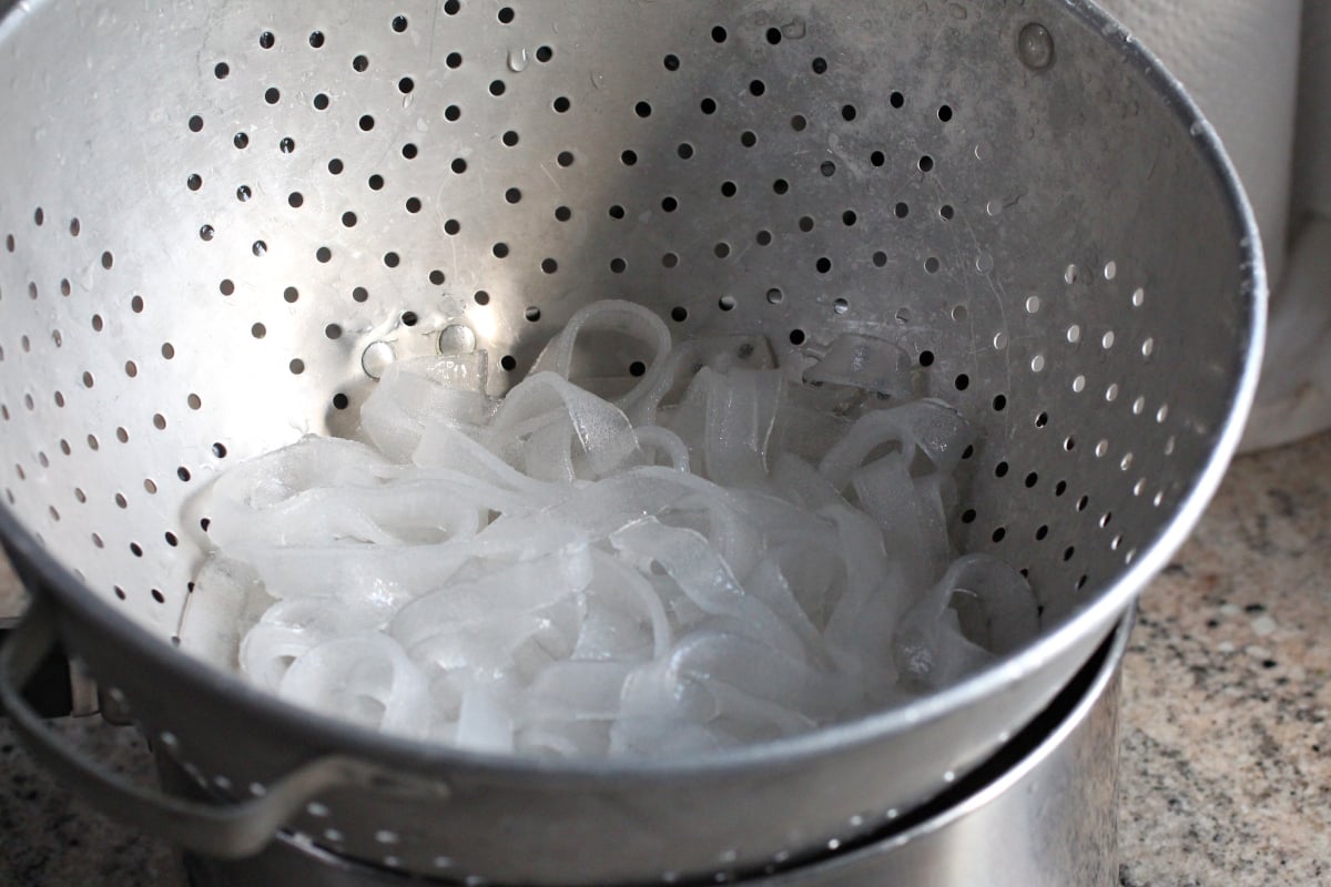 strain and rinse the noodles
