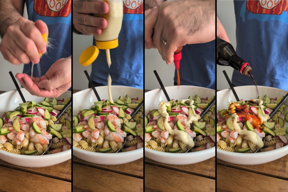 then add the sauces