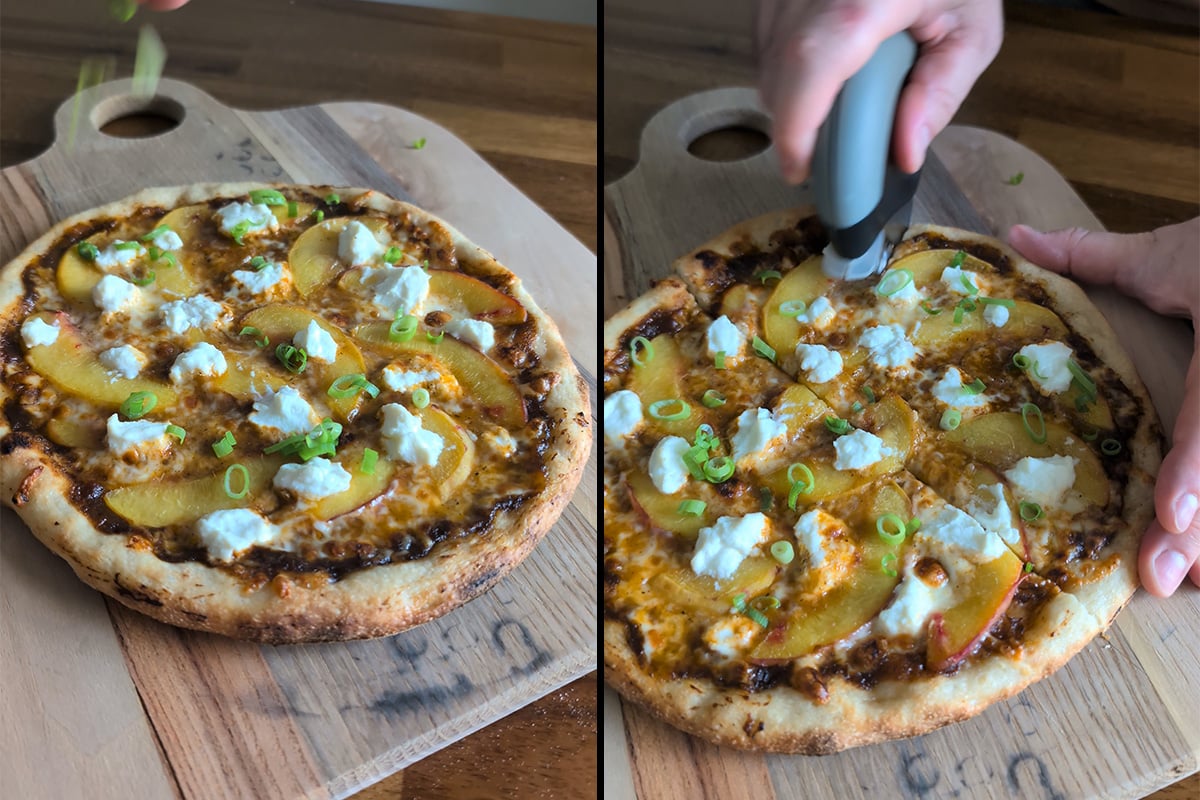 BBQ jerk peach pizza