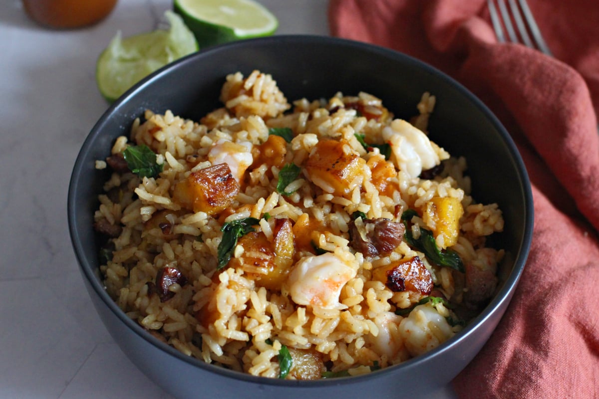 Plantain Shrimp and Pork Fried Rice