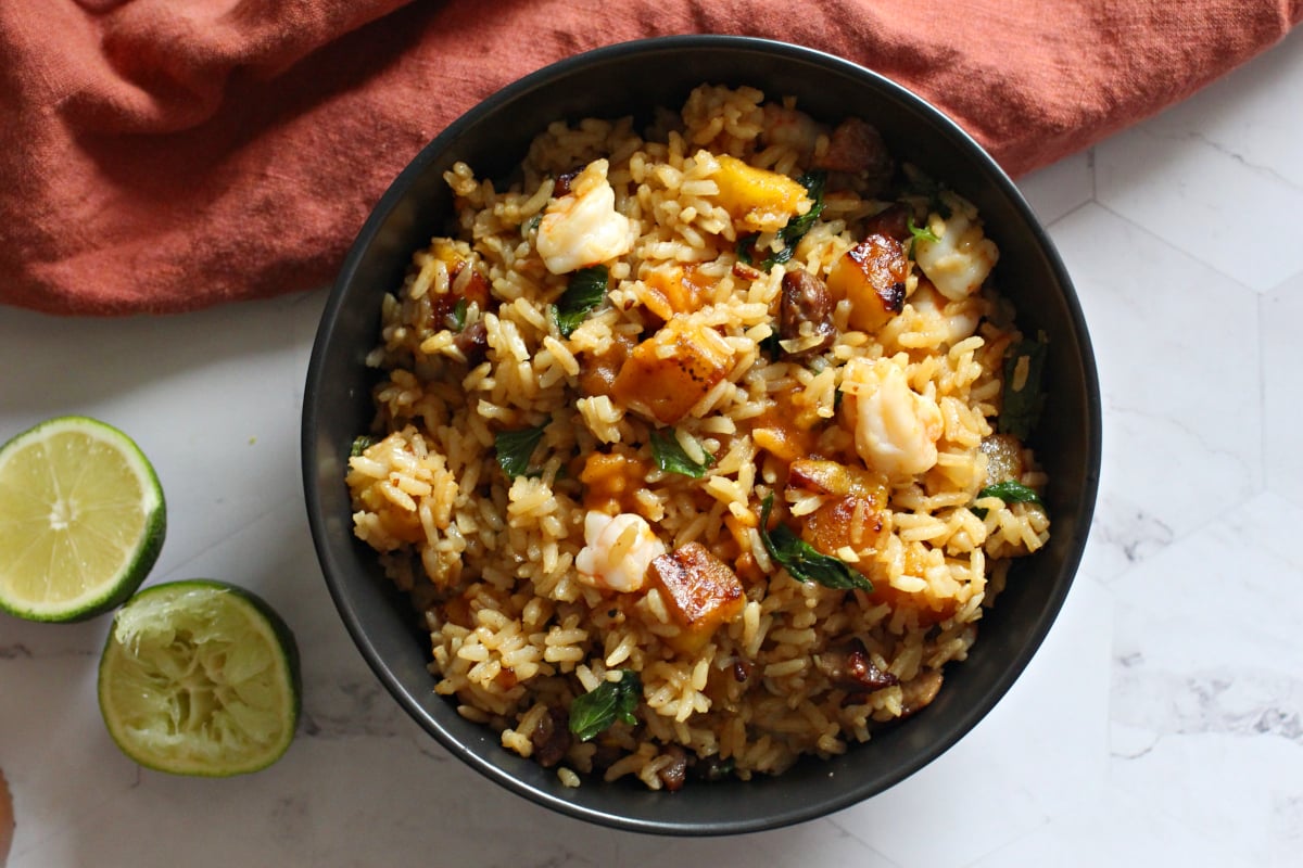 Plantain Shrimp and Pork Fried Rice