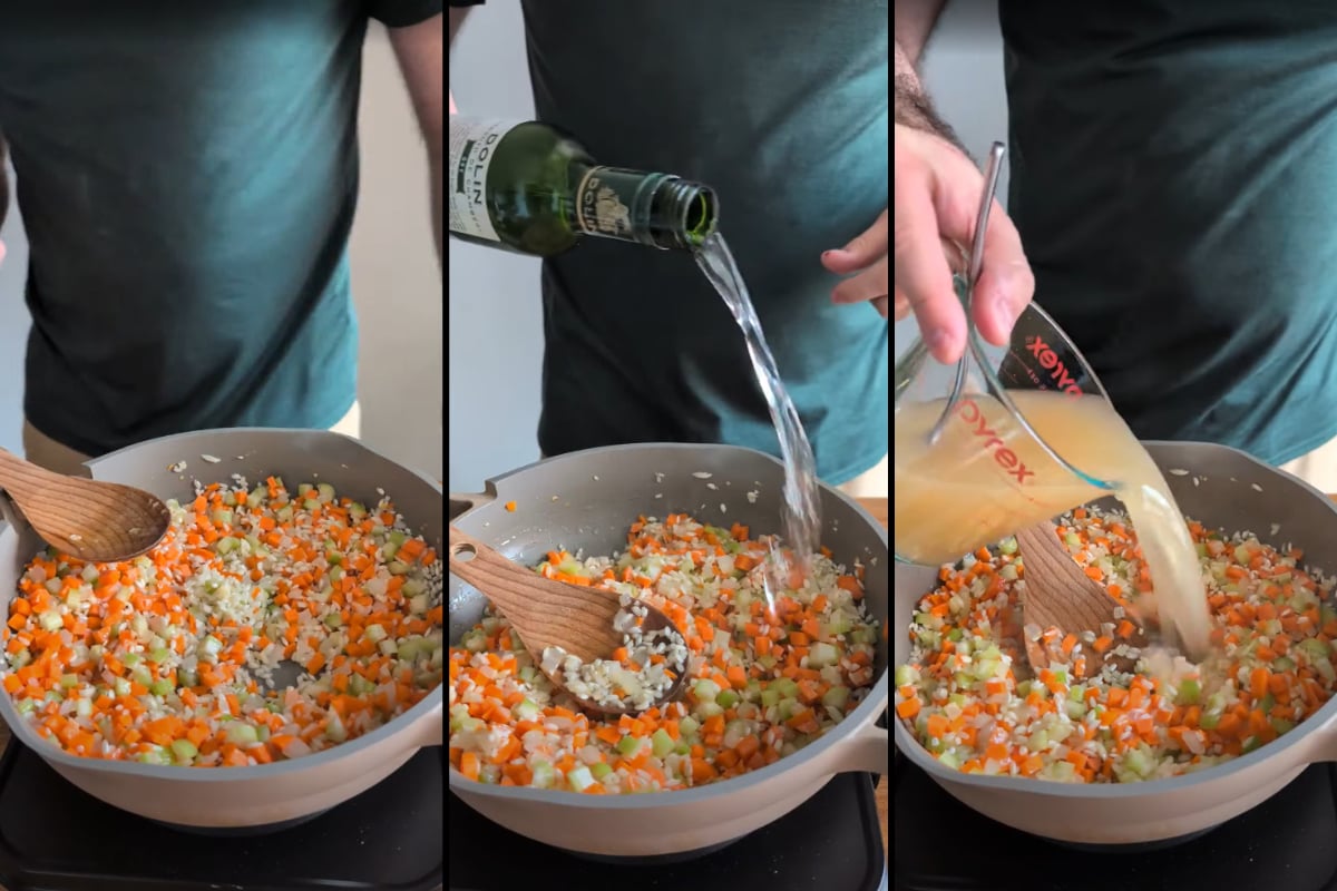stir the rice
