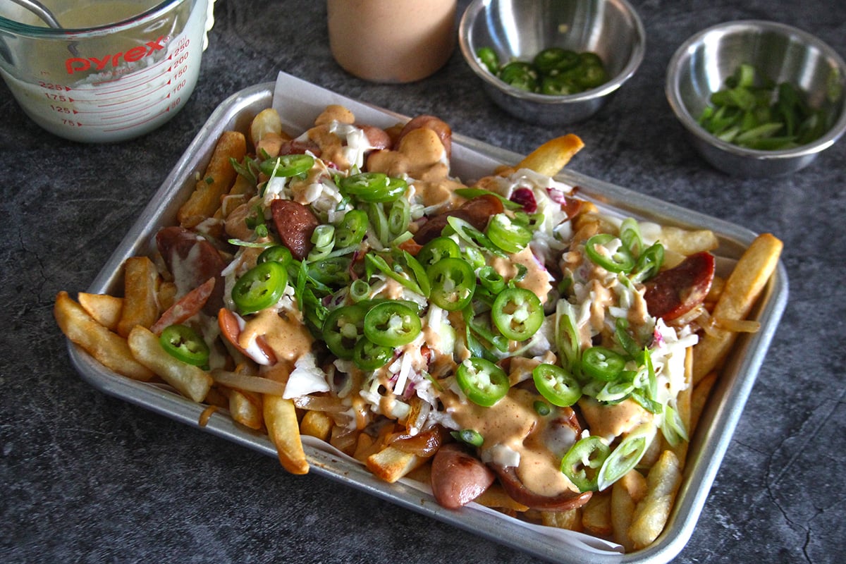 hot dog cheese fries