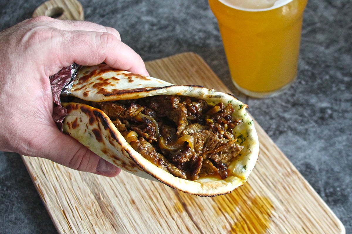vindaloo cheesesteak on naan
