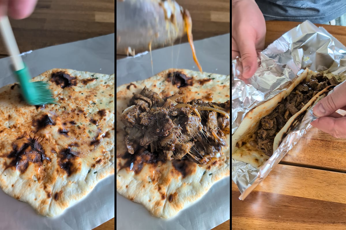 roll up the vindaloo cheessteak on naan