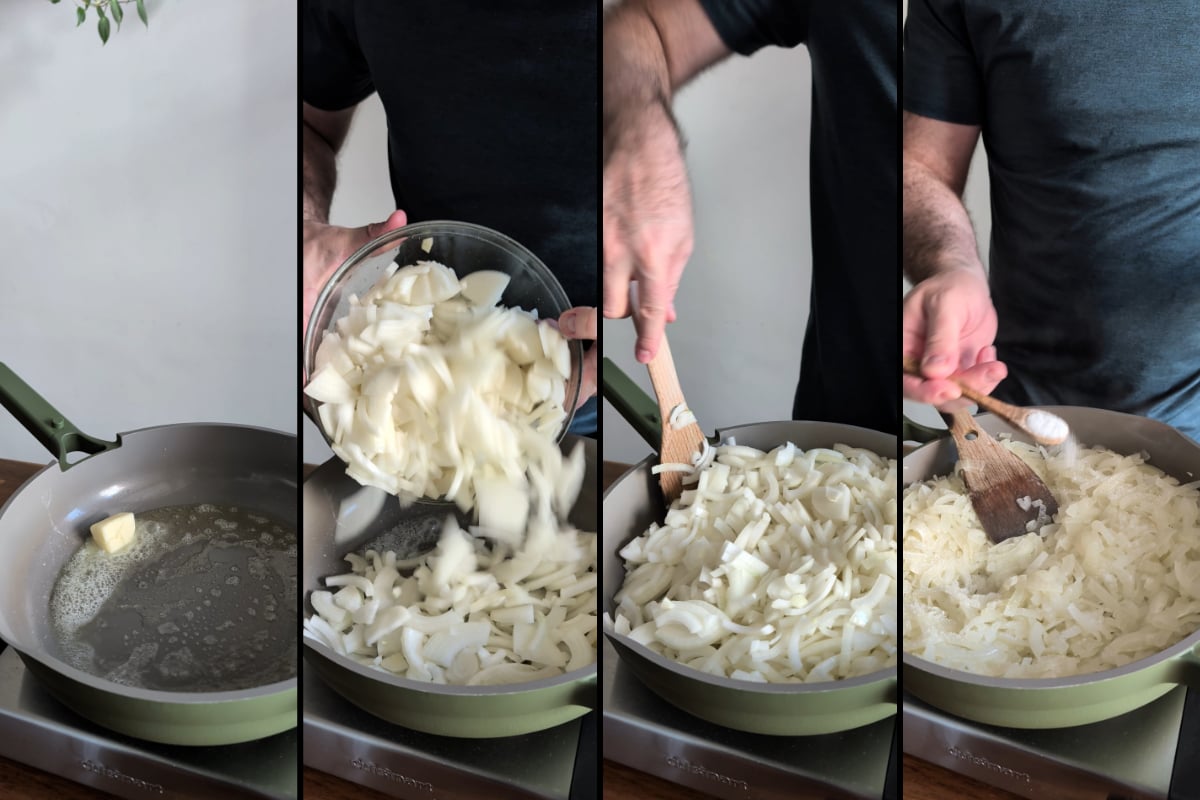 cooking down the onions