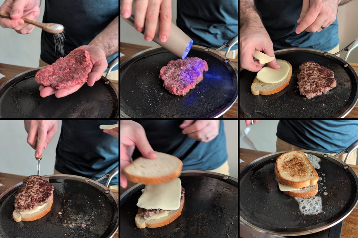 cooking the burger