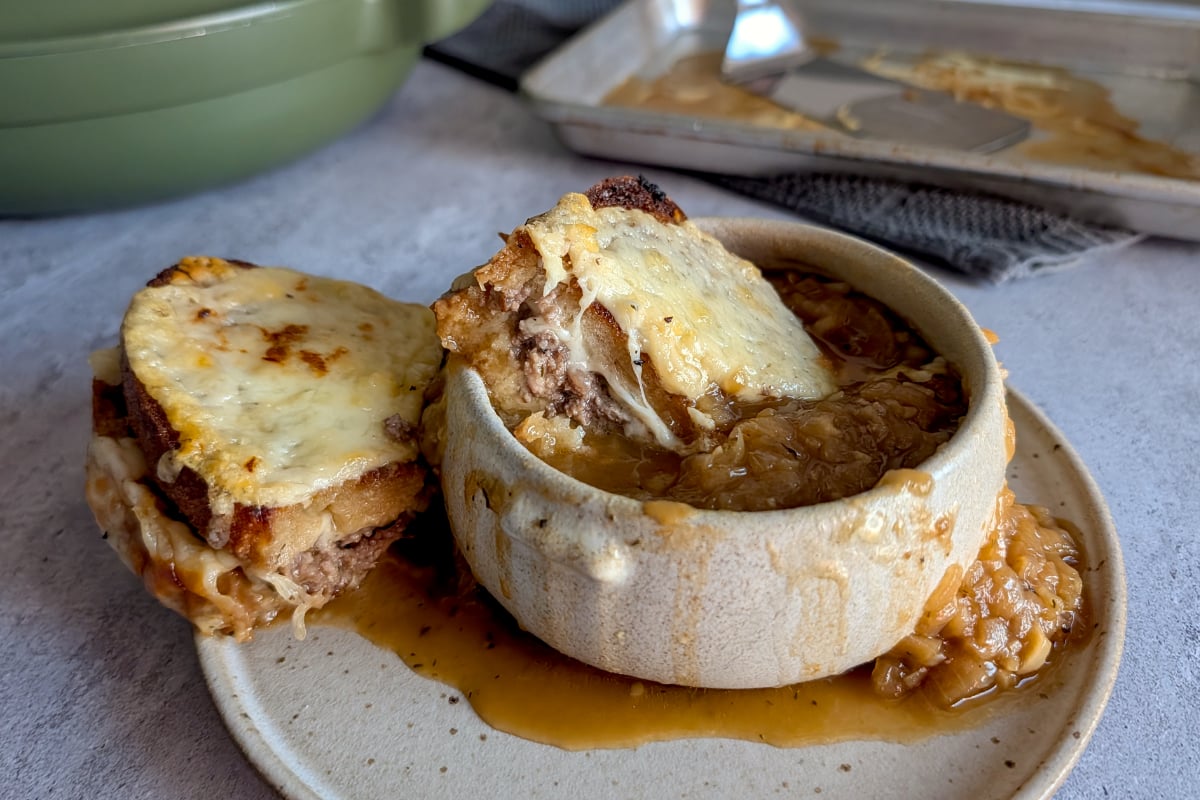 Patty melt French onion soup
