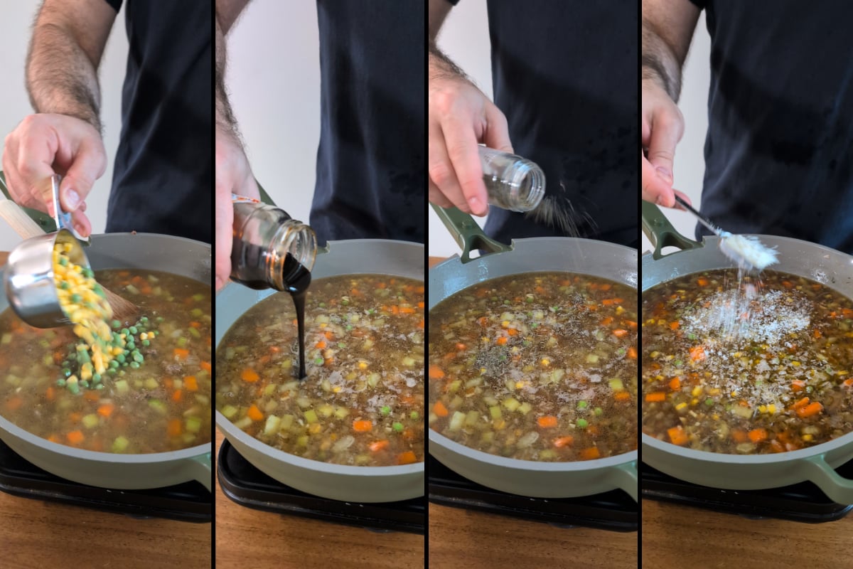 finishing the shepherd's pie soup