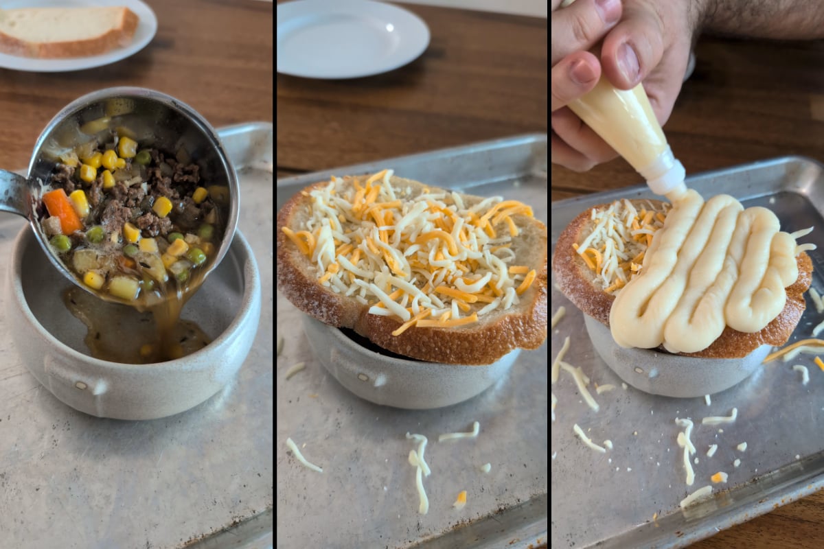 top with bread and potatoes