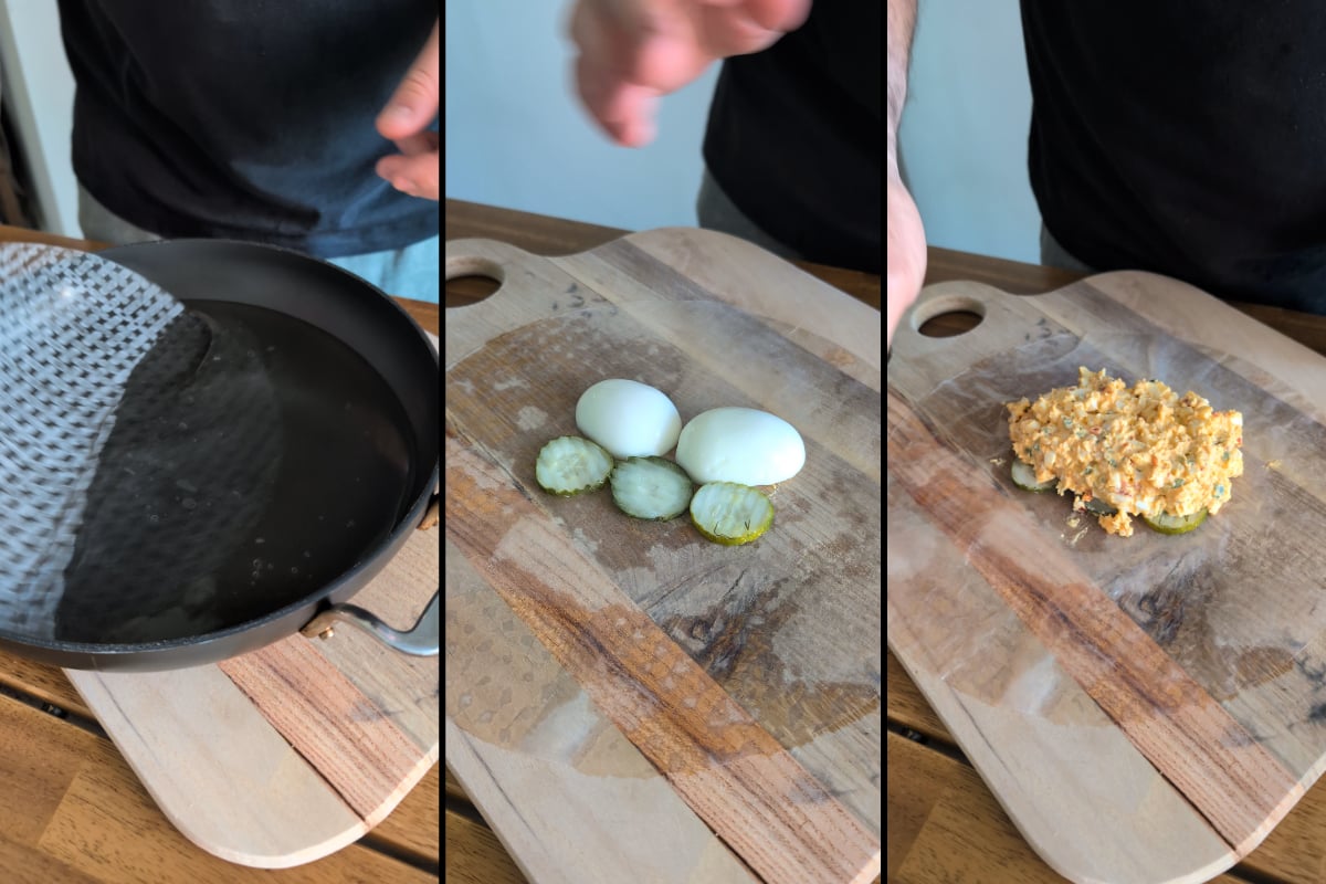 pickles on the bottom of the rice paper