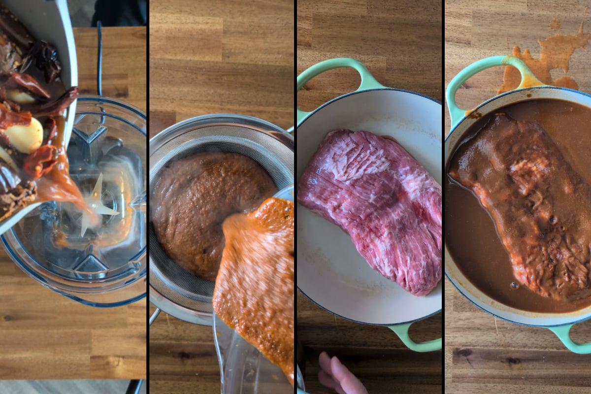 pour the sauce over the meat