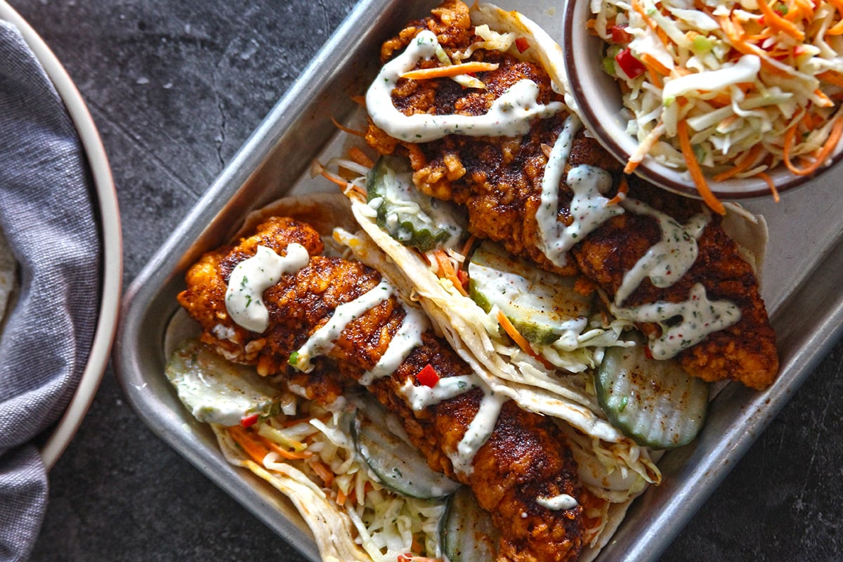Nashville hot chicken tacos