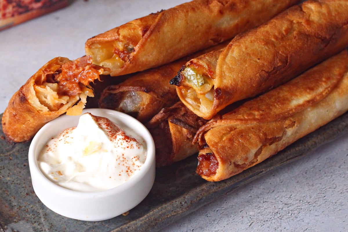 pulled pork and pickle taquitos