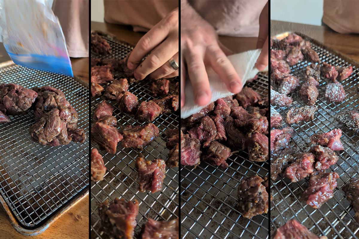 marinate and then dry the meat