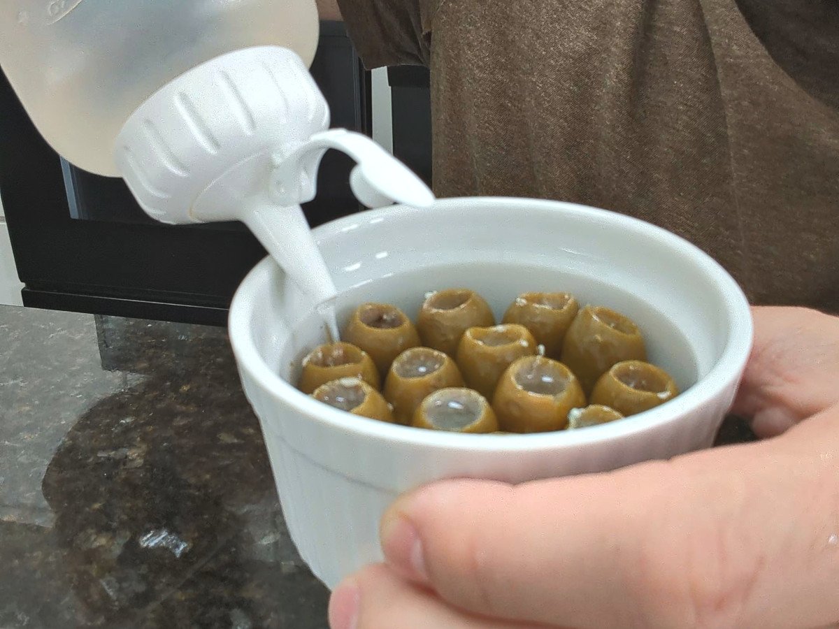 then fill up the olives