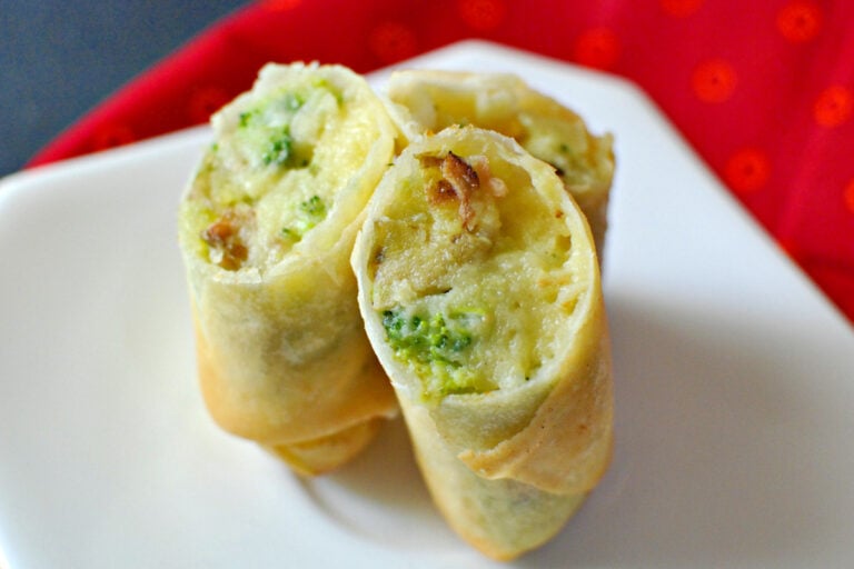 Bacon broccoli potato spring rolls