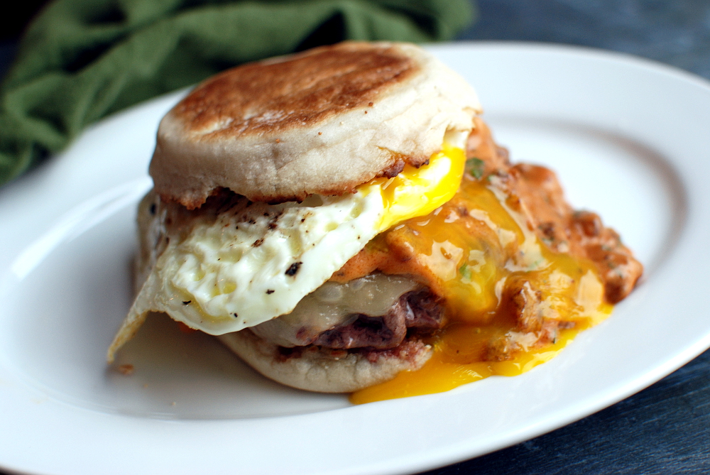 Maple Sriracha Sausage Gravy Brunch Burger