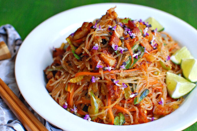 chili basil bacon noodles
