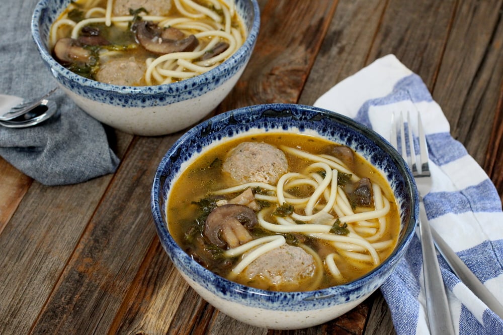 Turkey Meatball Udon Soup
