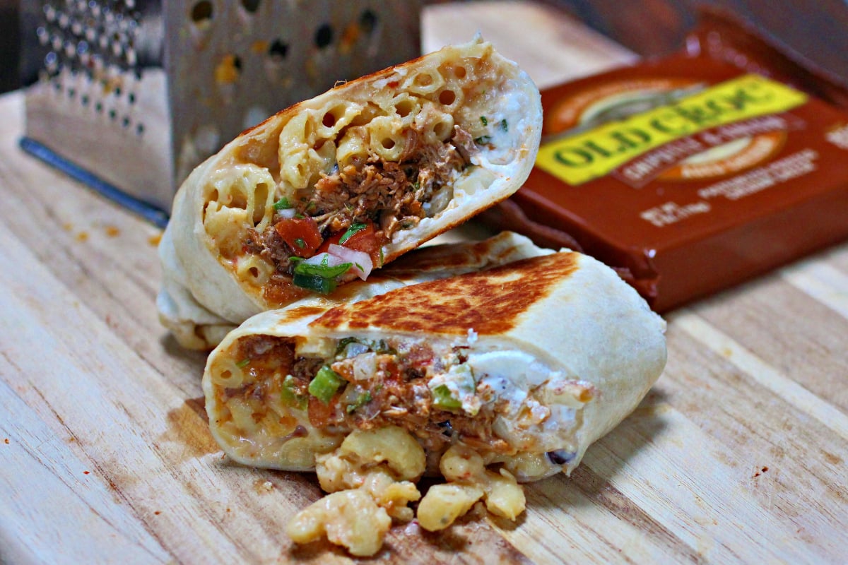 Carnitas Mac and Cheese Burrito