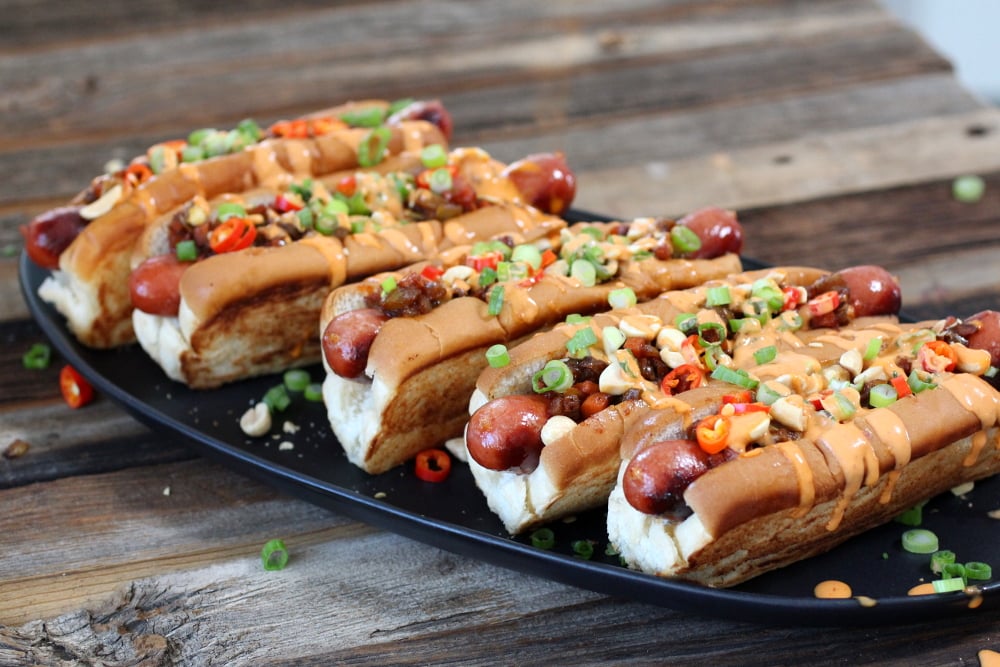 Kung Pao Hot Dogs