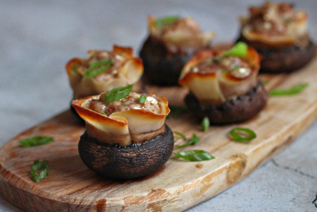 Pork Dumpling Stuffed Mushrooms