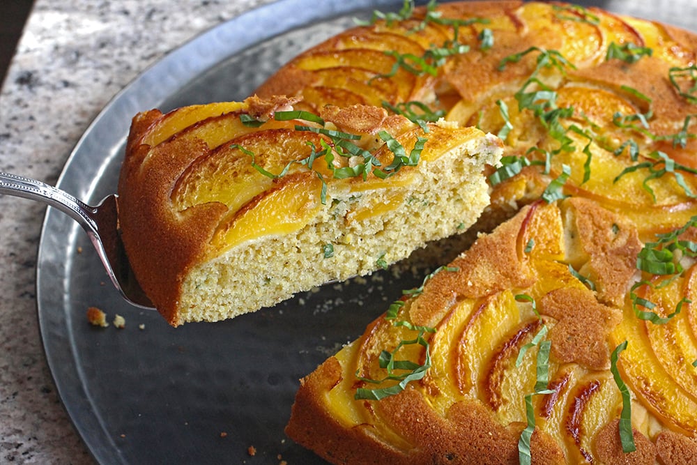 Peach Basil Upside down Cornbread