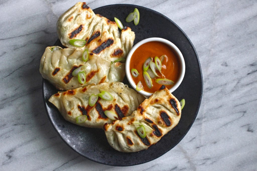 Grilled Shrimp and Broccoli Gyoza
