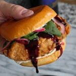 Fried Chicken Sandwich with Blackberry Habanero Honey