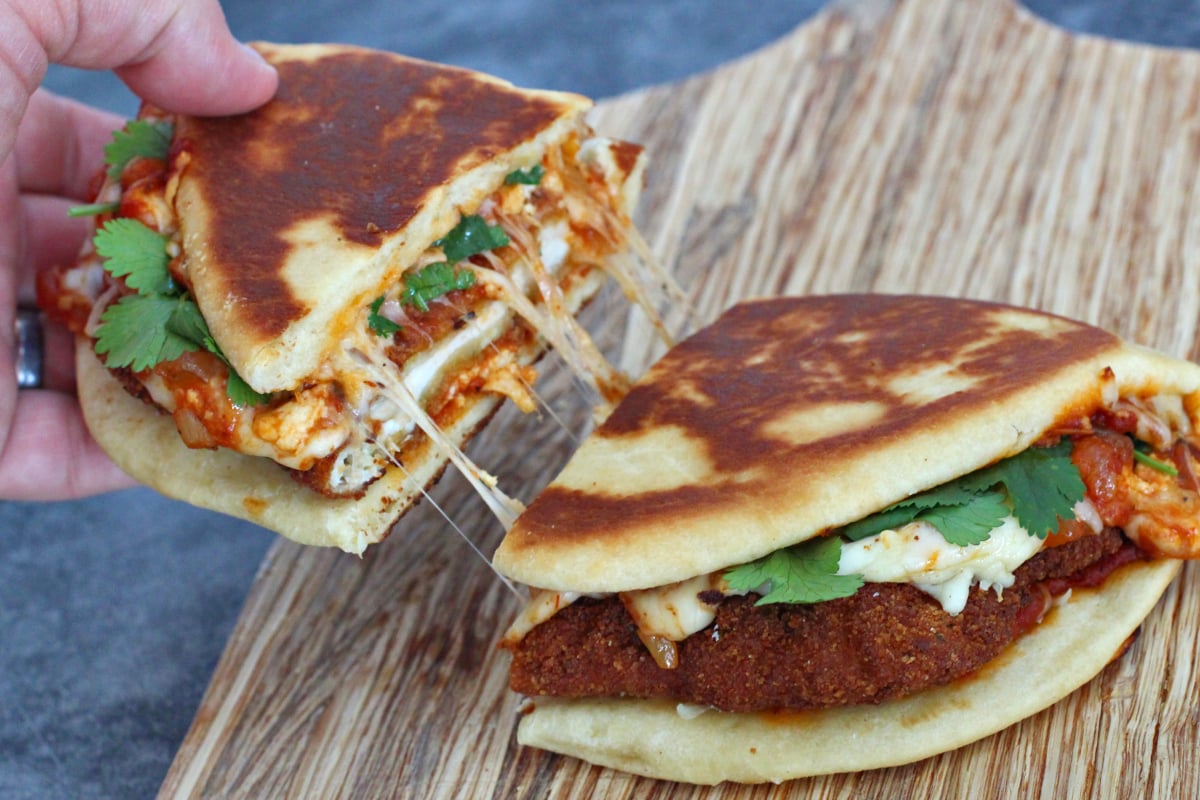 Fried chicken paneer sandwich