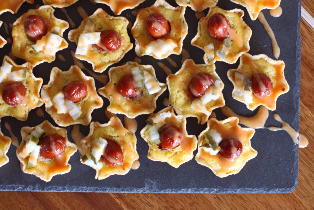 Hot Dog Cornbread Chip Cups