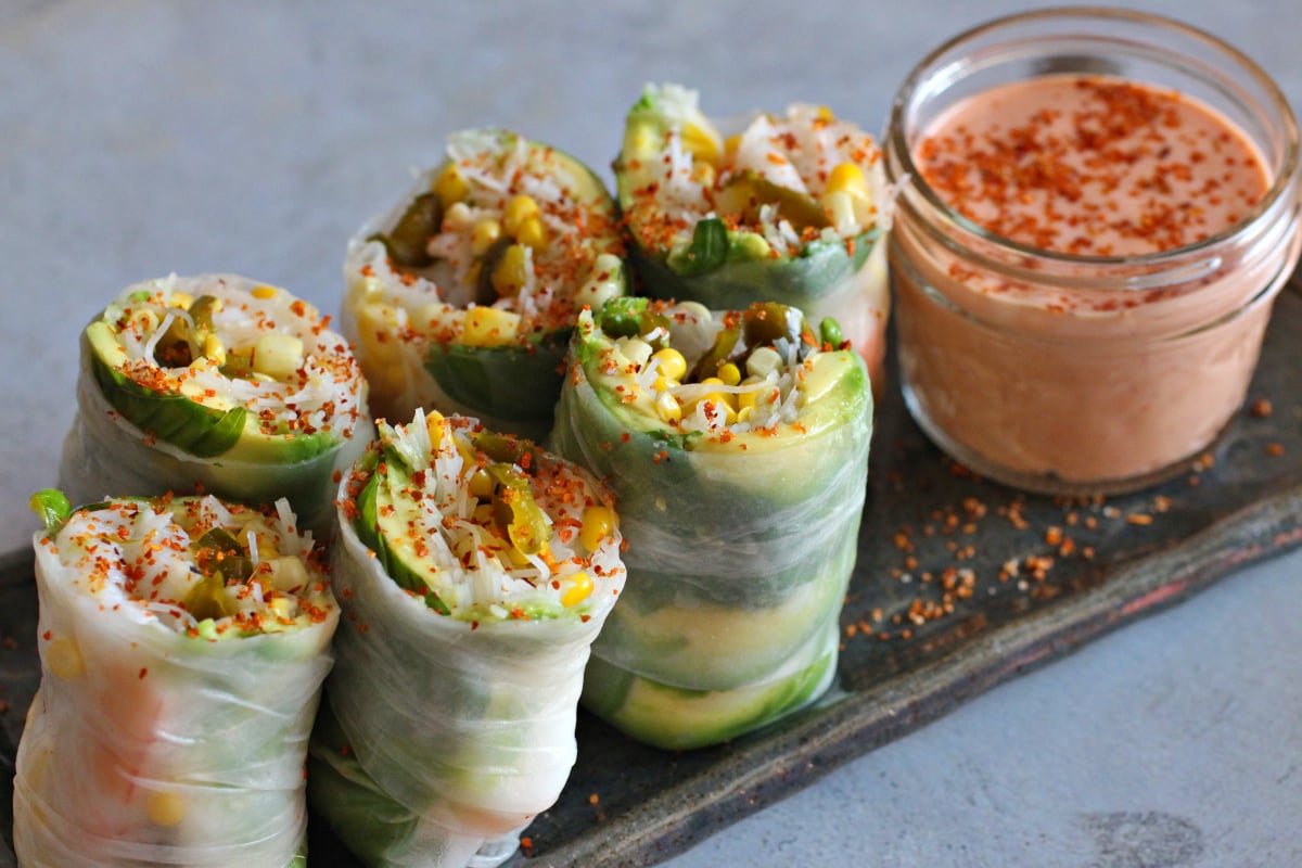 Shrimp, Avocado, and Corn Fresh Rolls