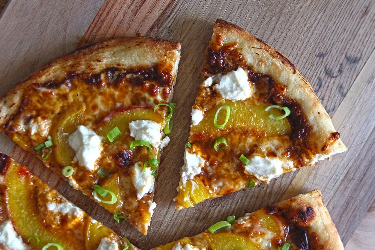 BBQ Jerk Peach Pizza