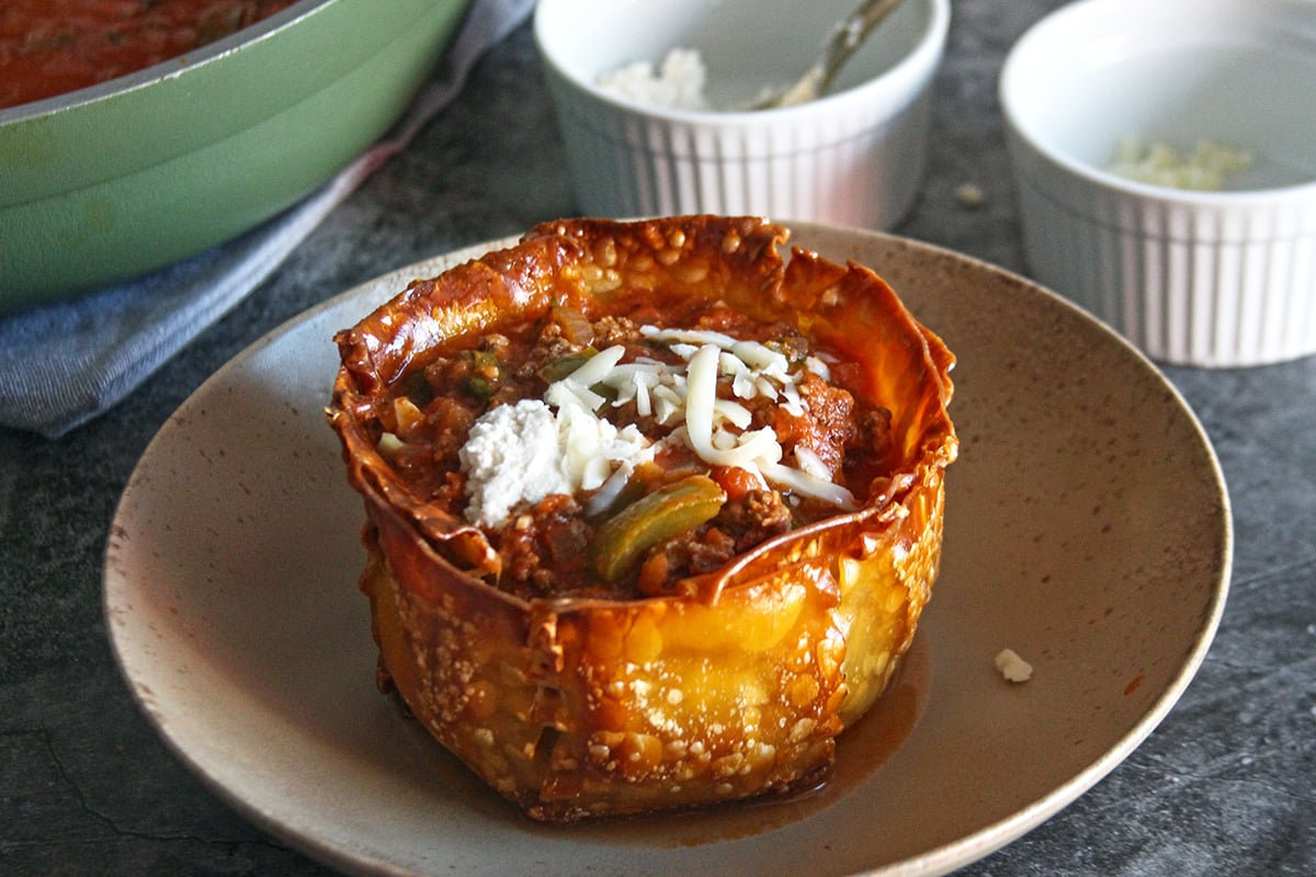 Lasagna Soup in a Lasagna Bowl